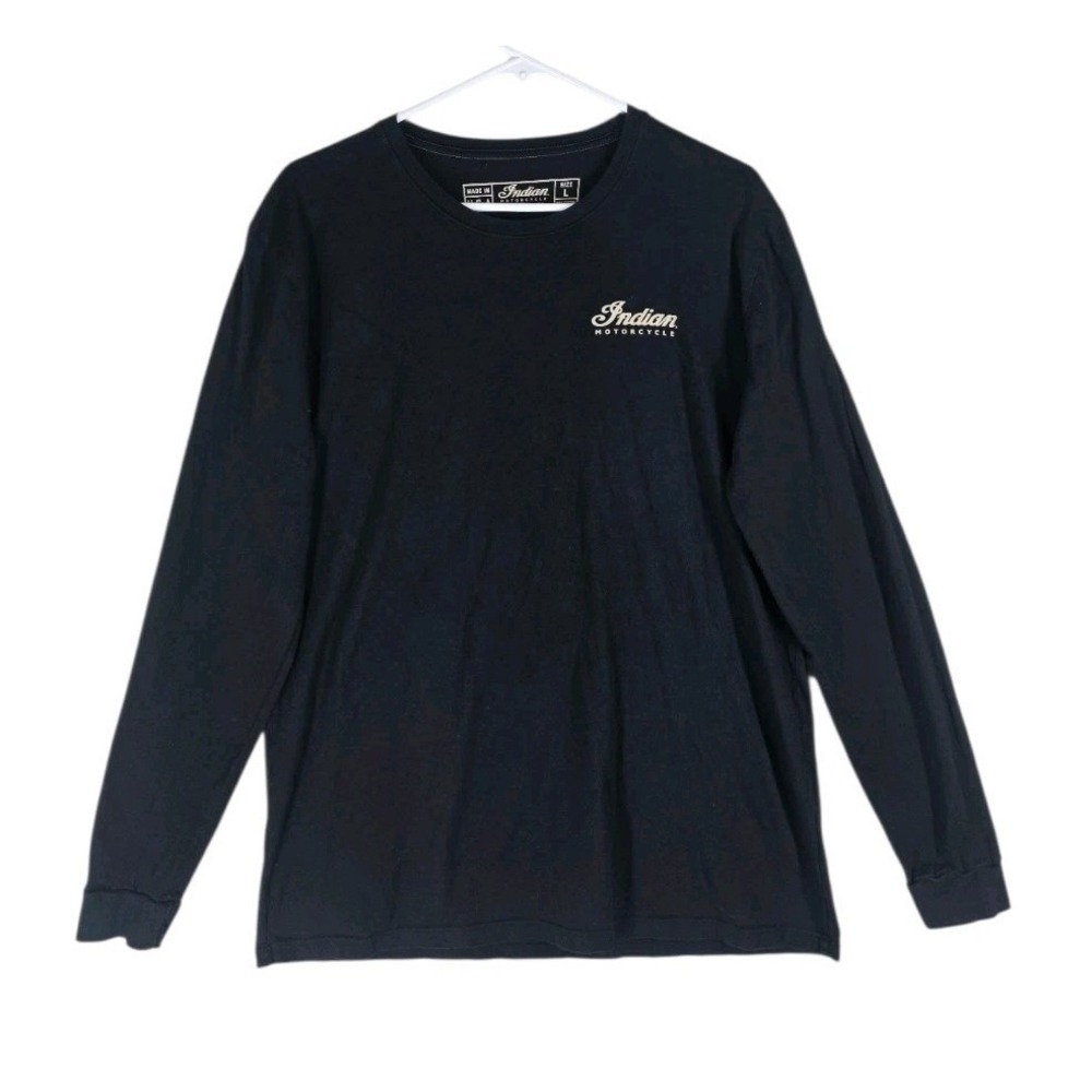 Indian Motorcycle T-Shirt Mens L Long Sleeve Black Organic Cotton USA Made - Picture 12 of 13